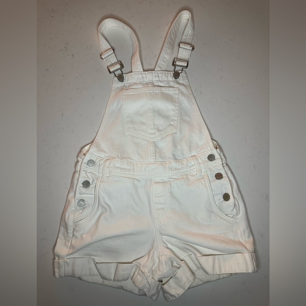 Blank NYC White Denim Overalls Shorts